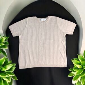 Plus Size 2X Alfred Dunner Lightweight Tan Short Sleeve Sweater